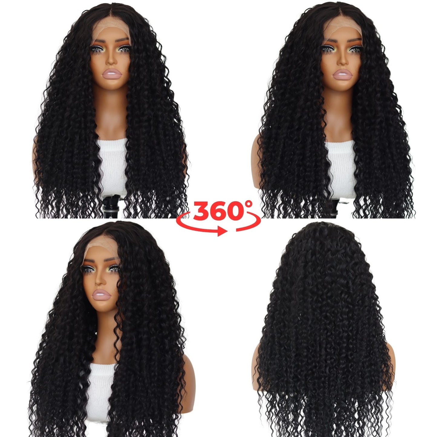 Black Curly Wavy Synthetic Lace Front Wigs 13x4 Daily Use 28 Inches